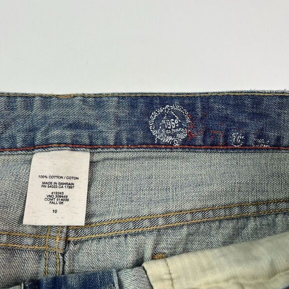 GAP Y2K Micro Mini Denim Skirt Size 10 Preppy Low Rise Raw Hem Distressed - Picture 4 of 11